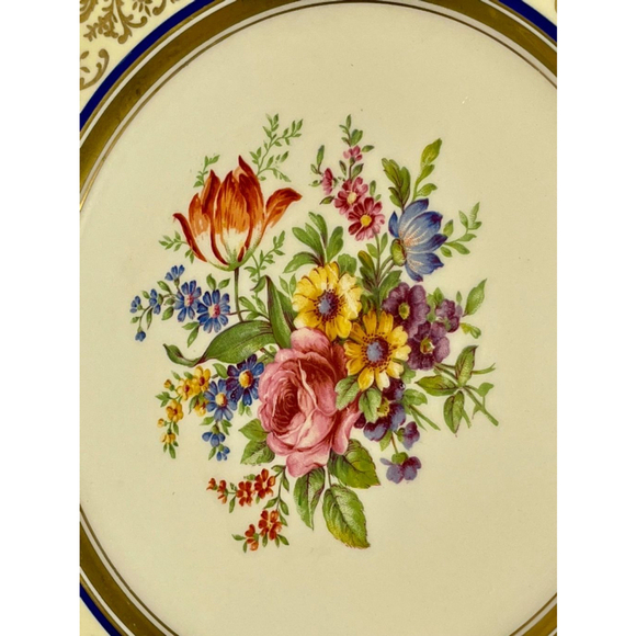 Old English Johnson Bros Floral Rose ornate metallic gold blue scalloped - Picture 6 of 10